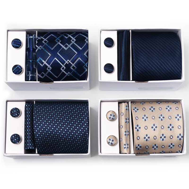 Neck Tie Set Box - New Men's Flower Polka Dot Multi-color