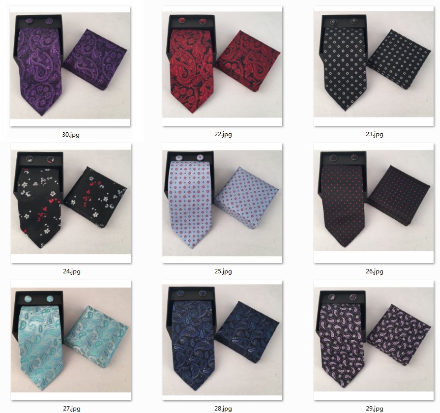 Neck Tie Set Box - Casual Men's Neck Tie Handkerchief Hanky