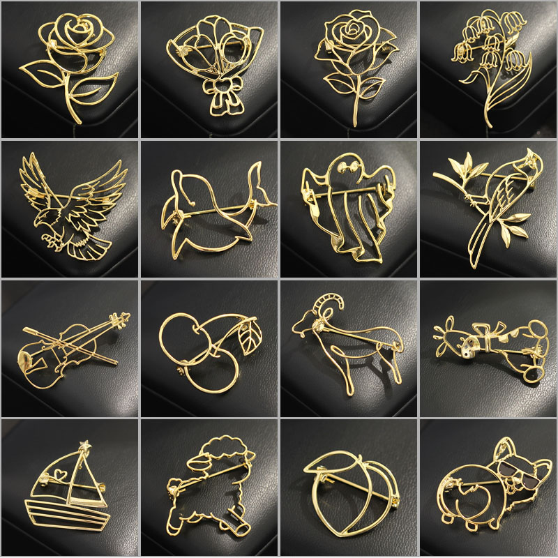 Men Accessories Bouquet - Minimalist Hollowed Out Brooches for Women