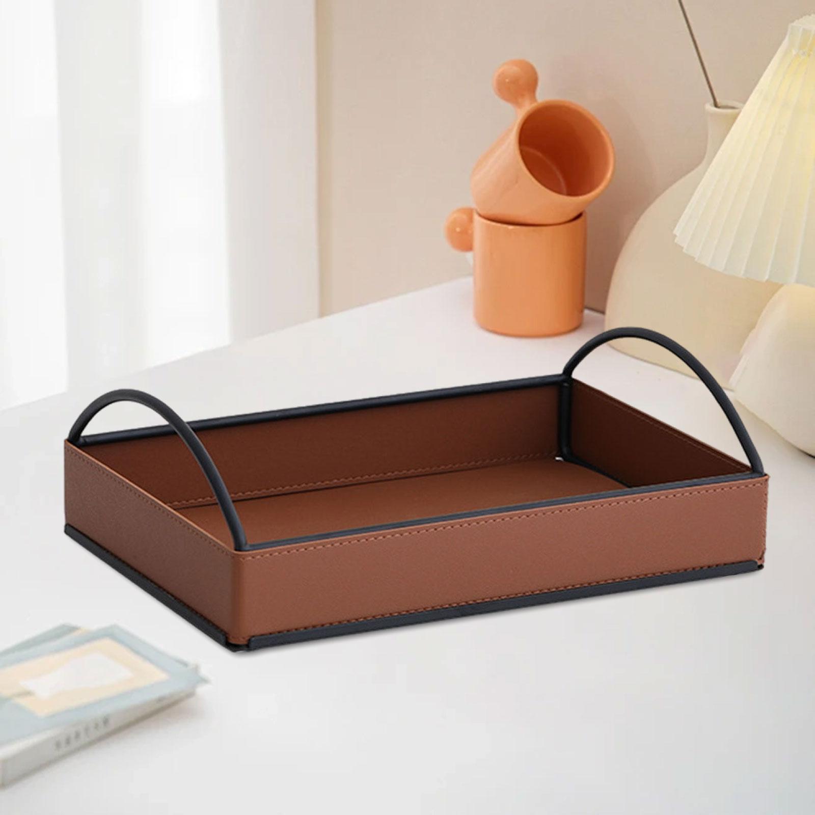 Men'S Accessories Tray - Modern PU Leather Valet Tray Desk