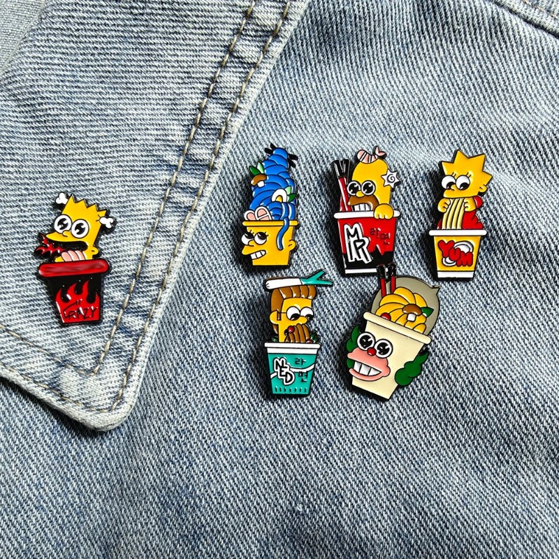 Lapel Pin Enamel - 6pcs Set The Simpsons Cute funny