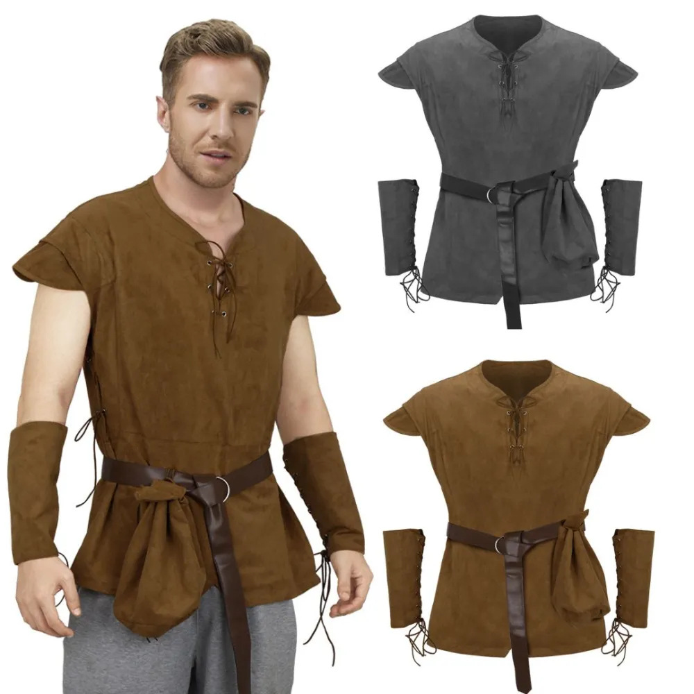 Medieval Men'S Accessories - Men's Medieval Lace Up Tunic Shirt