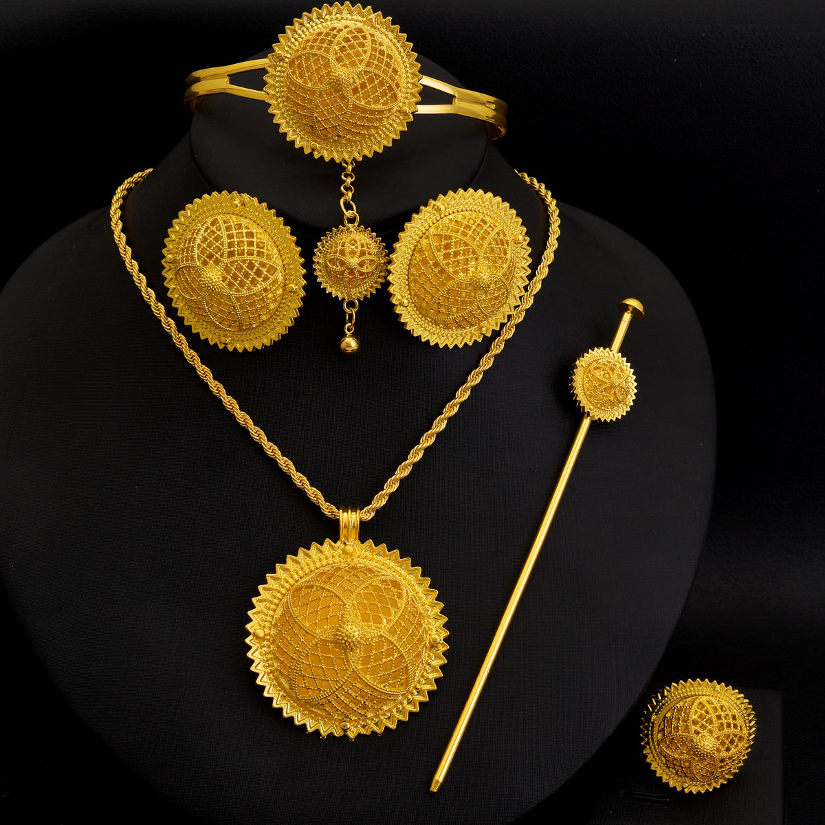 Men'S Accessories Dubai - Africa Dubai Golden Color Jewelry Set