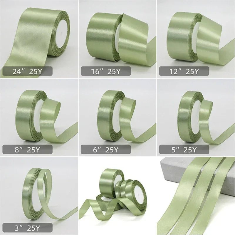 Men Accessories Bouquet - 25yards Sage Green Ribbon Army Green
