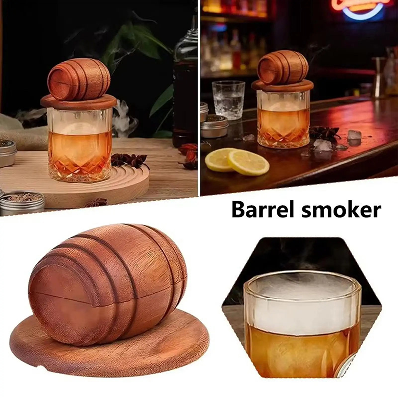 Men'S Accessories Tray - Wooden Barrel Whiskey Cocktail Smoker Whiskey