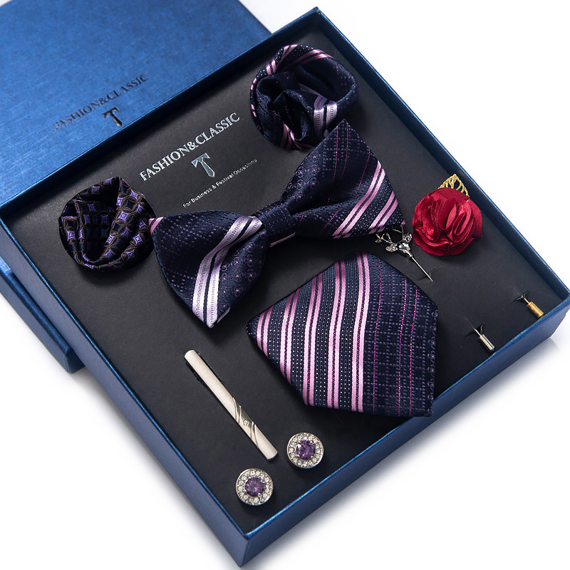Neck Tie Set Box - Holiday Present Tie Handkerchief Pocket Squares