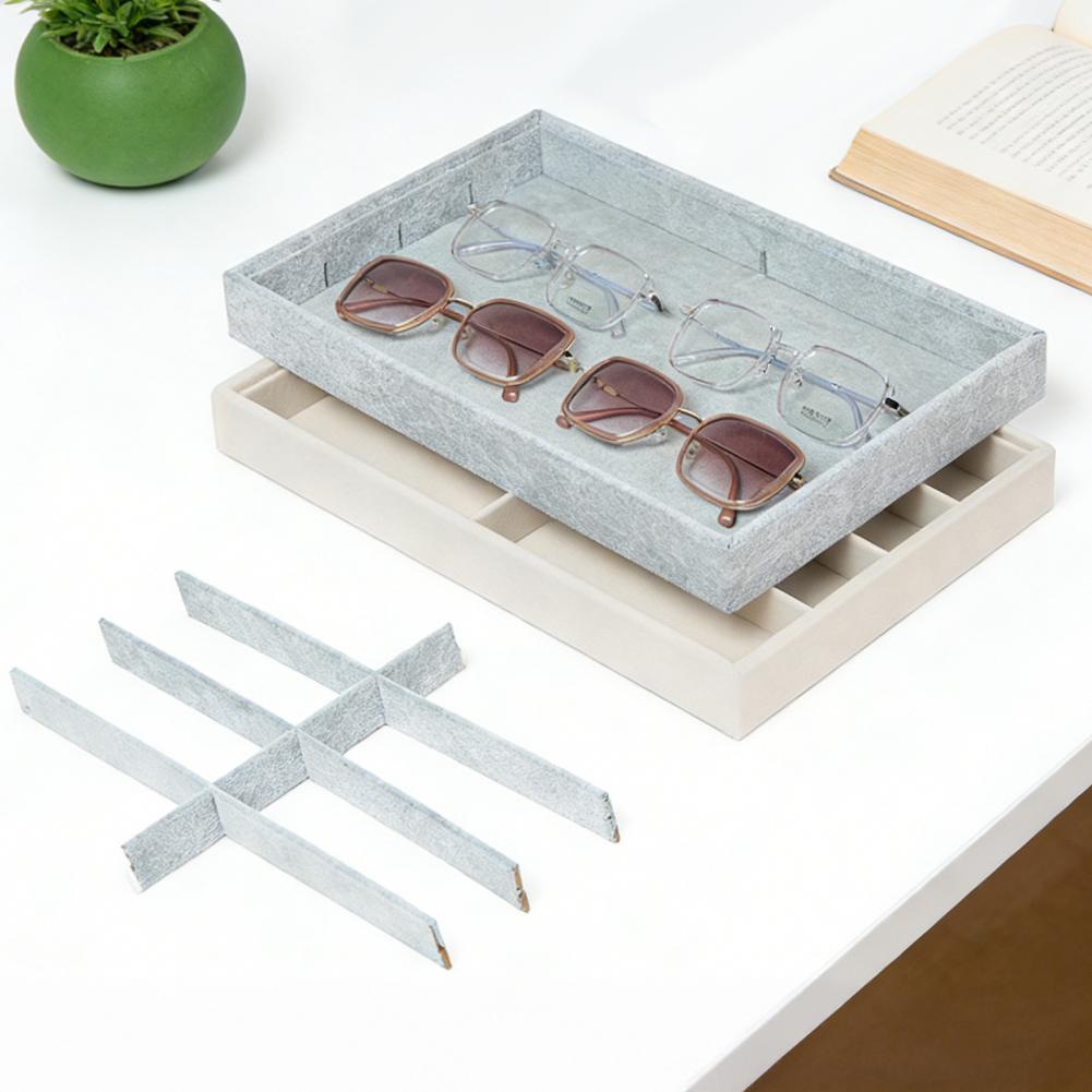 Men'S Accessories Tray - 8 Grid Velvet Glasses Holder Storage