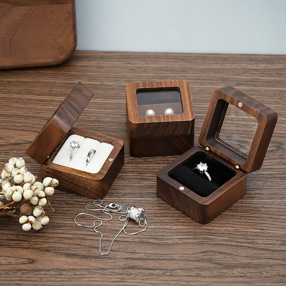 Black Walnut Solid Ring Box Si - огляд і ціна Cufflink Box Set