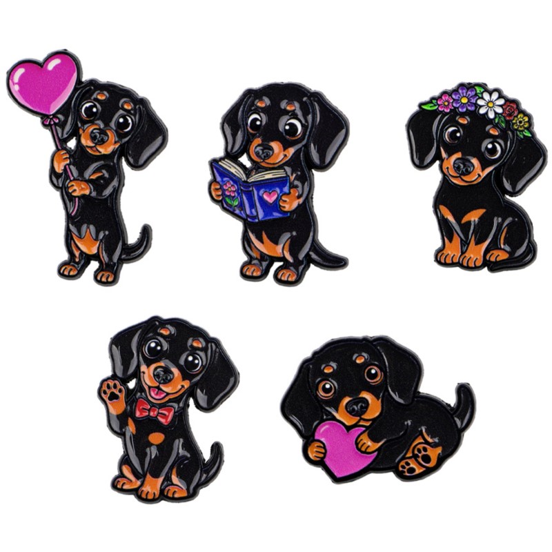 5pcs Cute Dachshund Enamel Pin - огляд і ціна Lapel Pin Enamel
