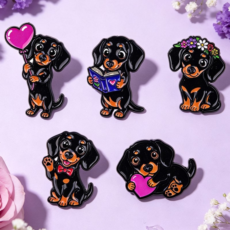 5pcs Cute Dachshund Enamel Pin - огляд і ціна Lapel Pin Enamel