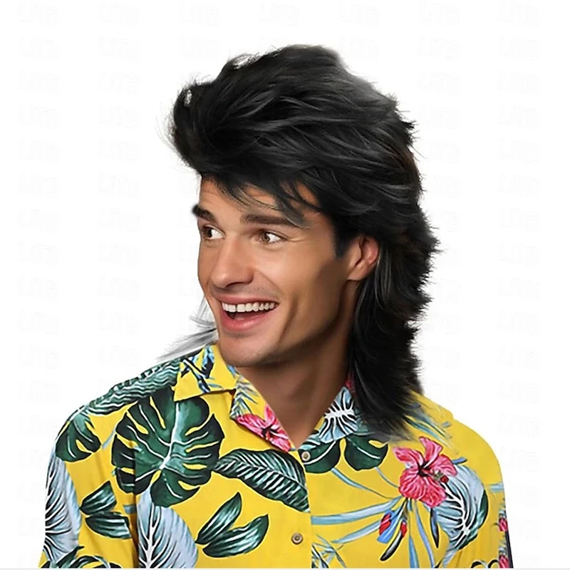 Men Black Synthetic Hair Mulle - огляд і ціна Men'S Accessories In The 80S