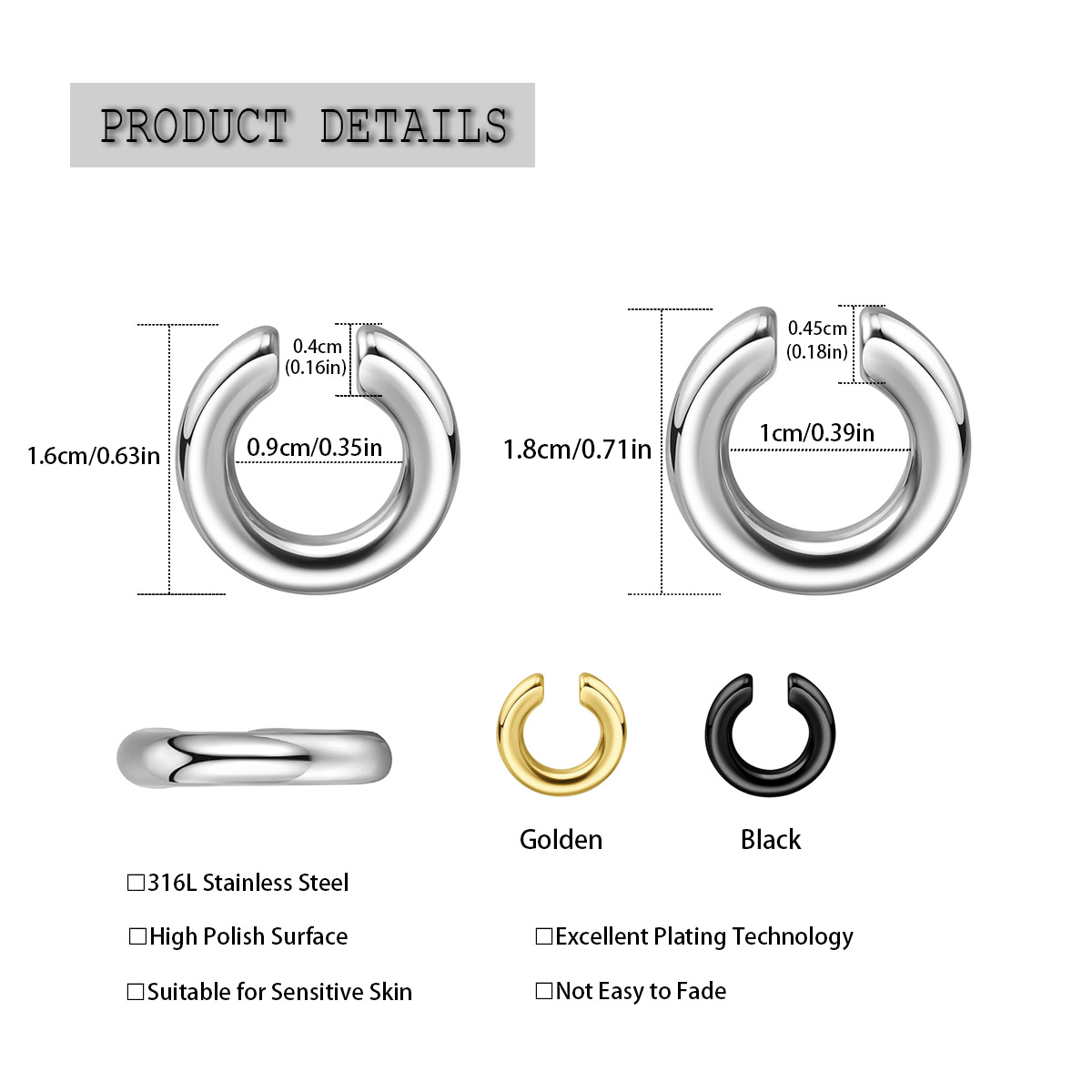 1pc Exaggerated c-Shaped Non-P - огляд і ціна Men Accessories Ring