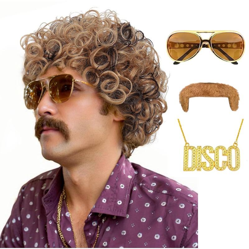 70s 80s Disco Costume Wig Set- - огляд і ціна Men'S Accessories In The 80S
