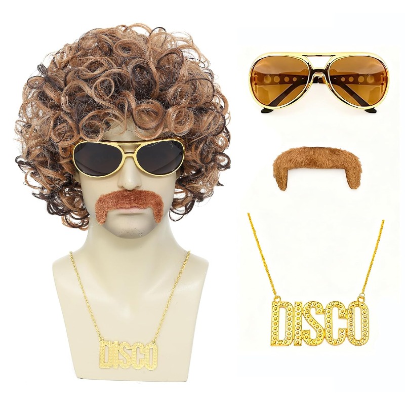 70s 80s Disco Costume Wig Set- - огляд і ціна Men'S Accessories In The 80S
