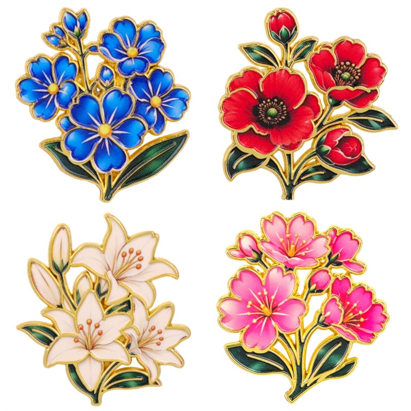 Cute Vintage Colorful Floral E - огляд і ціна Lapel Pin Enamel