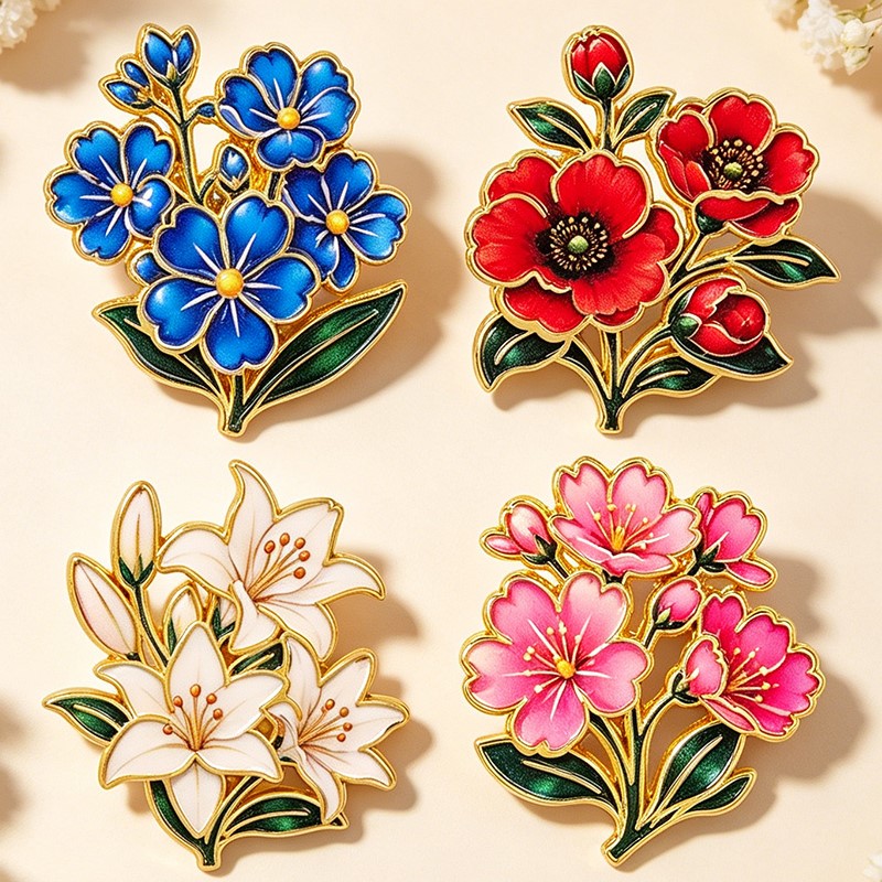Cute Vintage Colorful Floral E - огляд і ціна Lapel Pin Enamel