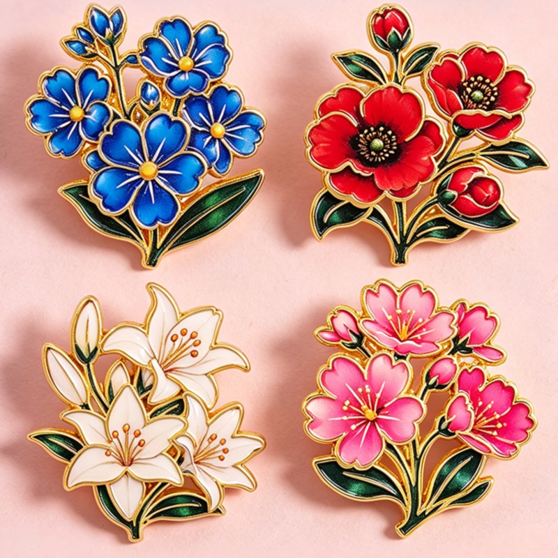 Cute Vintage Colorful Floral E - огляд і ціна Lapel Pin Enamel