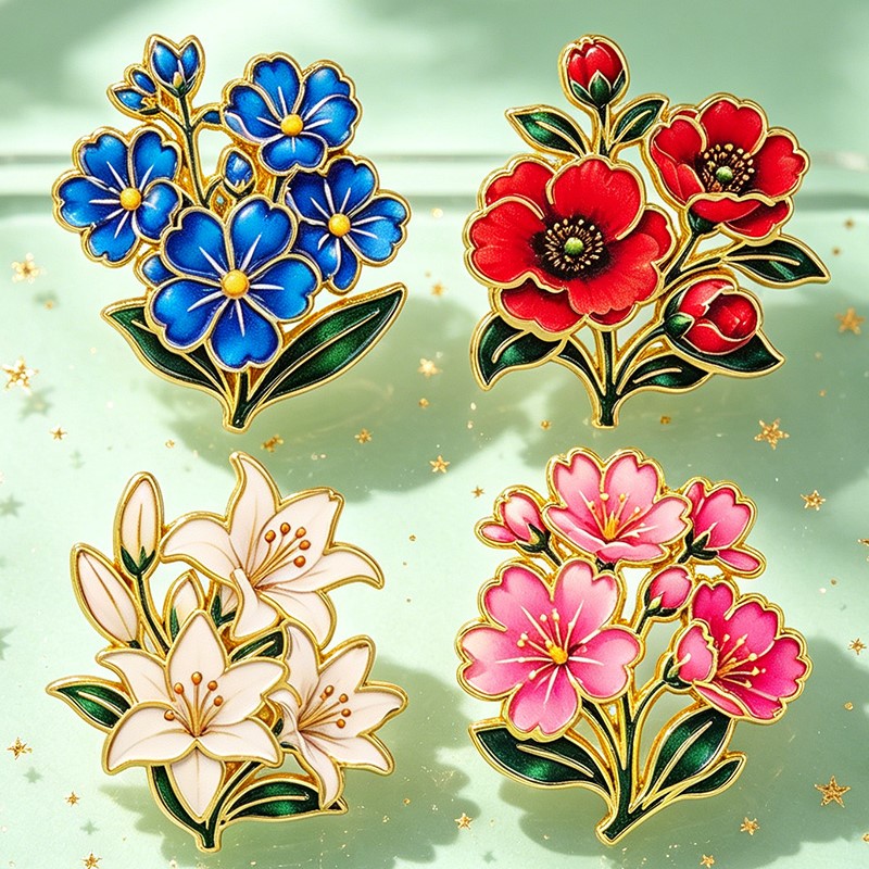 Cute Vintage Colorful Floral E - огляд і ціна Lapel Pin Enamel